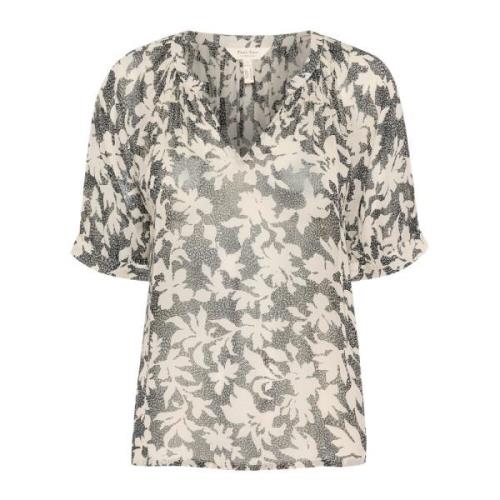 Zwart Stitch Leaf Print Blouse Part Two , Multicolor , Dames