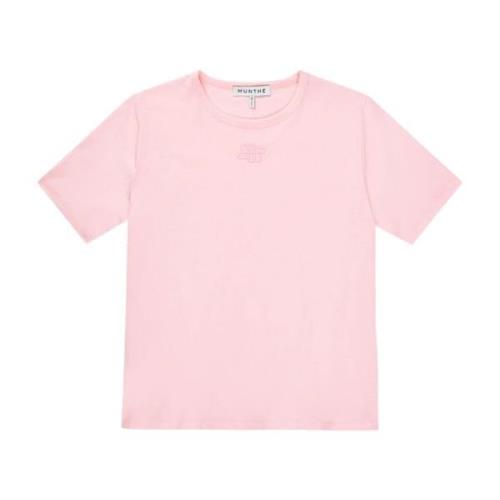 Geborduurd Roze T-shirt Munthe , Pink , Dames