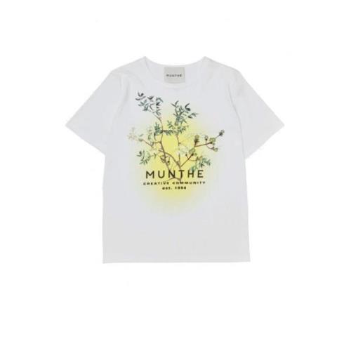 Witte T-shirt met Print Munthe , White , Dames