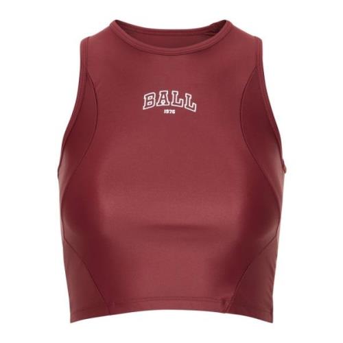 Sportieve Bordeaux Top met Logo Print Ball , Brown , Dames