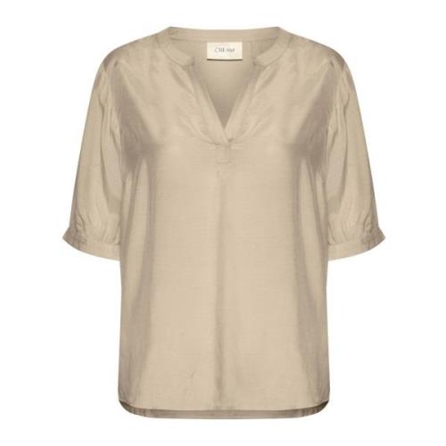 Sød Bluse V-Neck Silhouette Overland Trek Cream , Beige , Dames