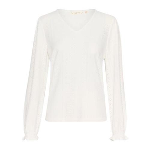 Vrouwelijke Broderie Anglaise Blouse Snow White Cream , White , Dames