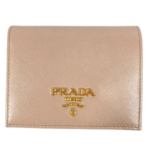 Pre-owned Leather wallets Prada Vintage , Beige , Dames