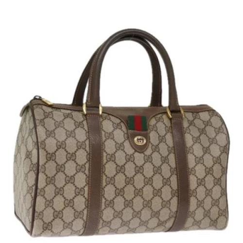 Pre-owned Leather travel-bags Gucci Vintage , Beige , Dames