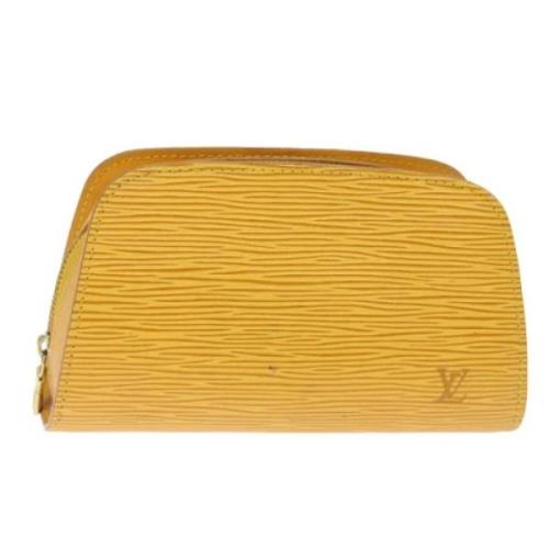 Pre-owned Leather pouches Louis Vuitton Vintage , Yellow , Dames