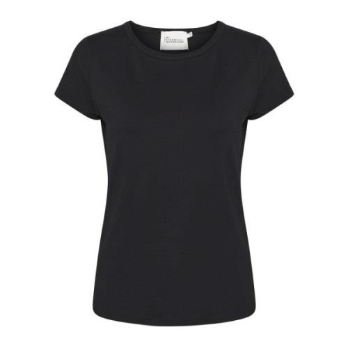 Modal Tee Top Zwart Loose Fit My Essential Wardrobe , Black , Dames