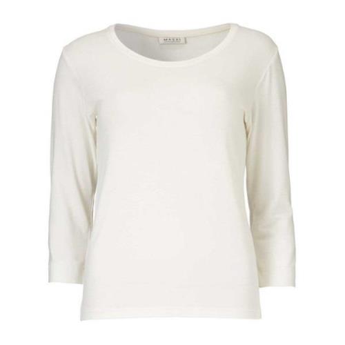 Zachte Jersey Blouse met 3/4 Mouwen Masai , White , Dames