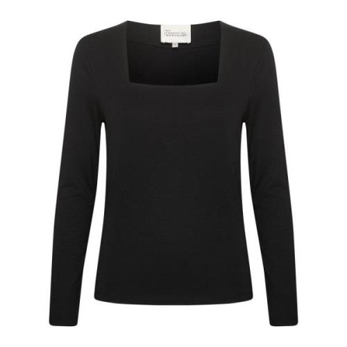 Zwarte Blouse met Vierkante Hals My Essential Wardrobe , Black , Dames