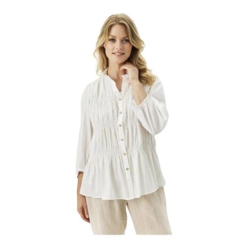 Witte Blouse met Ruchedetails IN Front , White , Dames