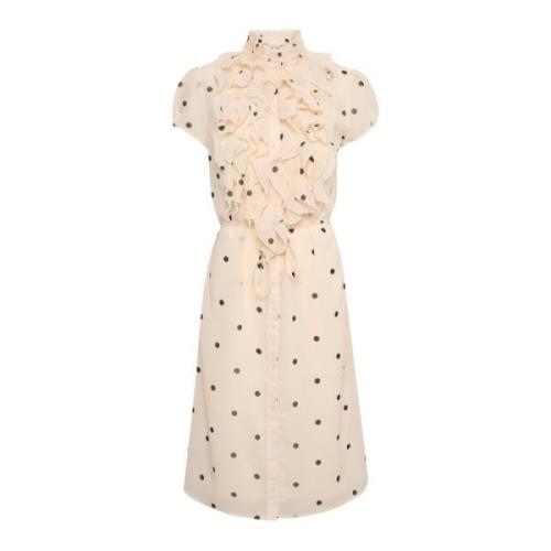 Vrouwelijke polka dot jurk Saint Tropez , Beige , Dames