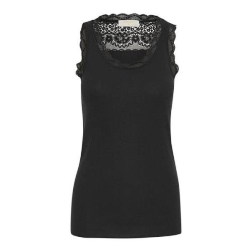 Sleeveless Tops Cream , Black , Dames