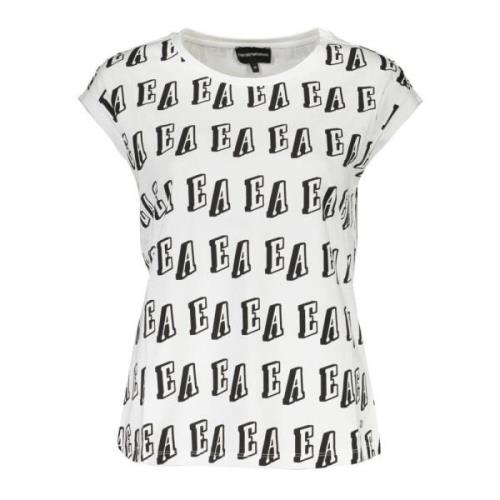 Gedrukte Mouwloze T-shirt voor Vrouwen Emporio Armani , White , Dames