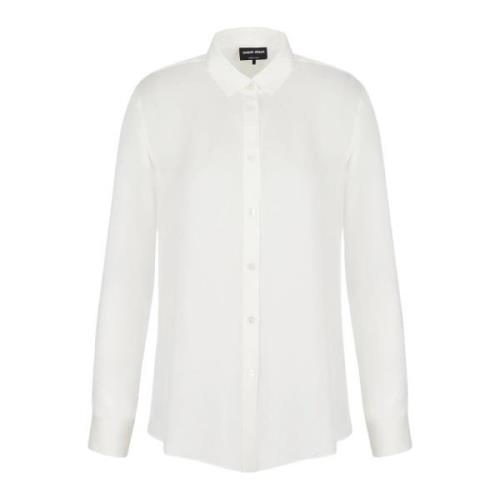 Zijden Klassieke Kraag Knoopshirt Giorgio Armani , White , Dames