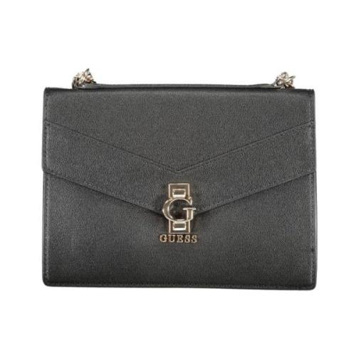 Stijlvolle Zwarte Handtas met Kettingen Guess , Black , Dames