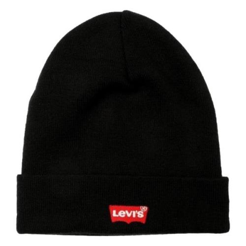 Batwing Geborduurde Beanie Wollen Muts Levi's , Black , Heren