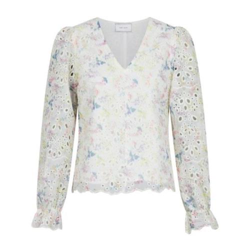 Geborduurde blouse met bloemenprint Neo Noir , Multicolor , Dames