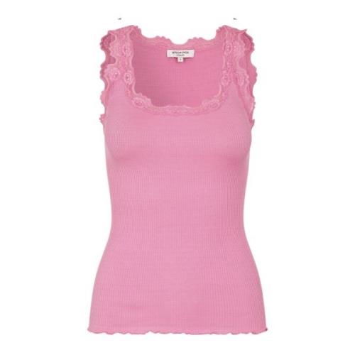 Zijden top met satijnen rand Rosemunde , Pink , Dames