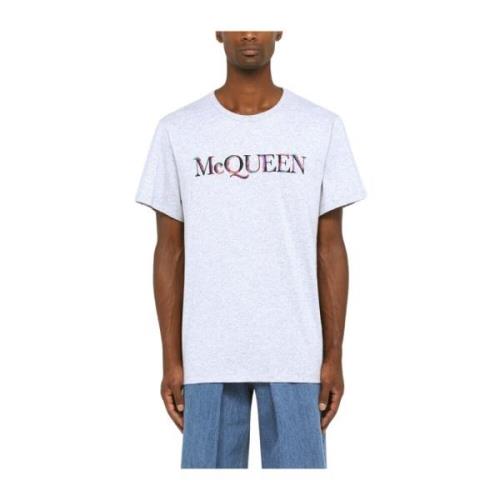 Casual Katoenen T-Shirt Alexander McQueen , Gray , Heren