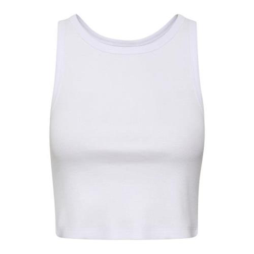 Eenvoudige Geribbelde Crop Top Gestuz , White , Dames