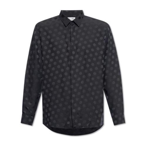 Overhemd met stippenpatroon Saint Laurent , Black , Heren