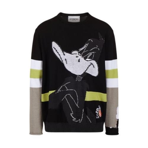 Sweater met cartoonafbeelding Iceberg , Black , Heren