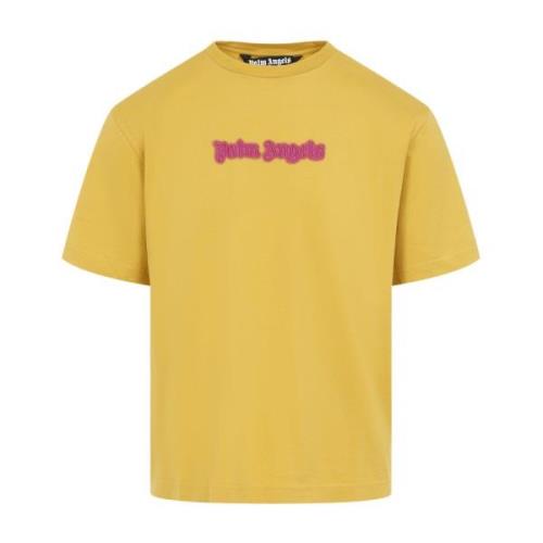 Neon Logo Slim Tee Palm Angels , Yellow , Heren