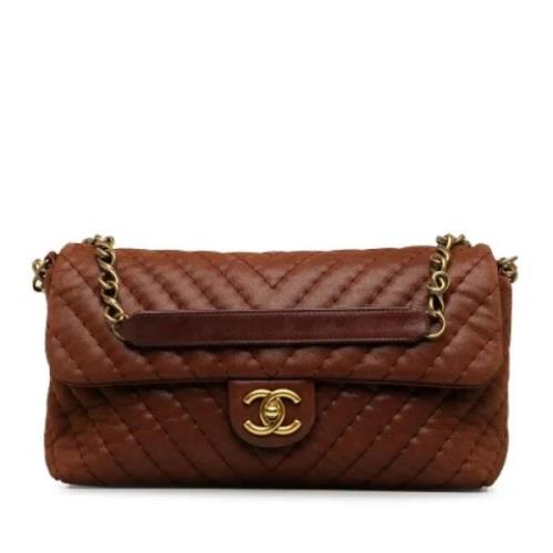 Pre-owned Leather handbags Chanel Vintage , Brown , Dames