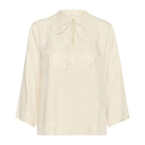 Vrouwelijke Kant Blouse Part Two , Beige , Dames