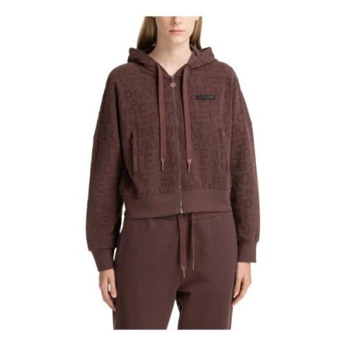 Logo Zip Hoodie met Trekkoordsluiting Emporio Armani EA7 , Brown , Dam...