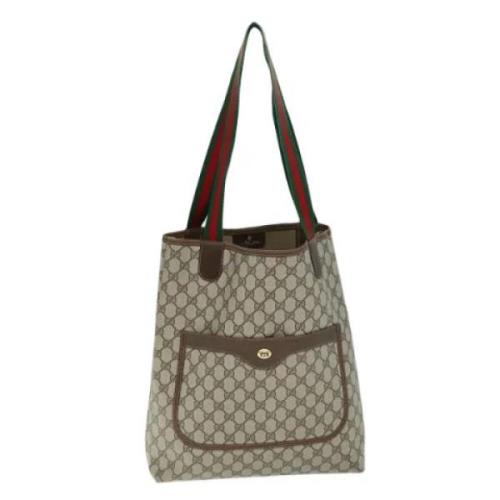 Pre-owned Leather totes Gucci Vintage , Beige , Dames