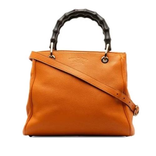 Pre-owned Leather handbags Gucci Vintage , Orange , Dames