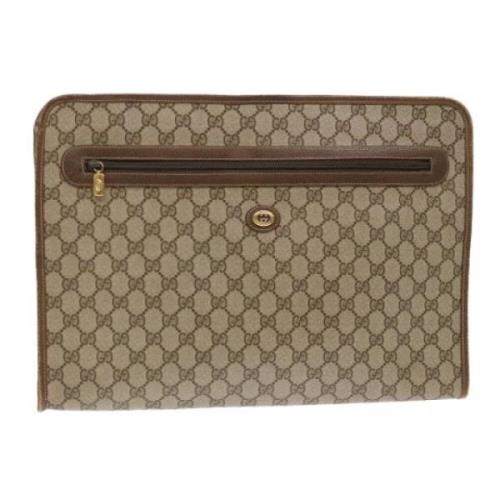 Pre-owned Leather clutches Gucci Vintage , Beige , Dames