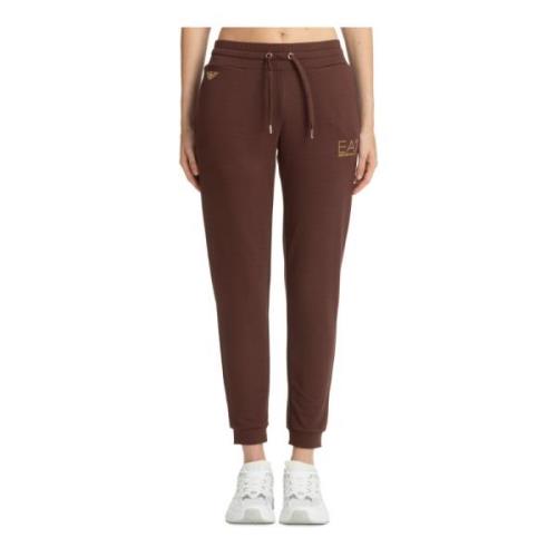 Elastische taille joggers met logo Emporio Armani EA7 , Brown , Dames