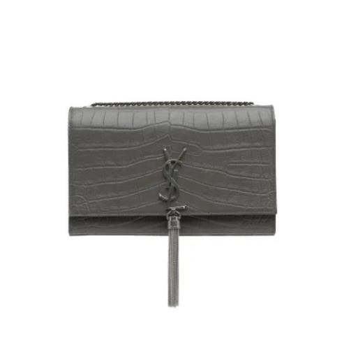 Pre-owned Leather shoulder-bags Yves Saint Laurent Vintage , Gray , Da...