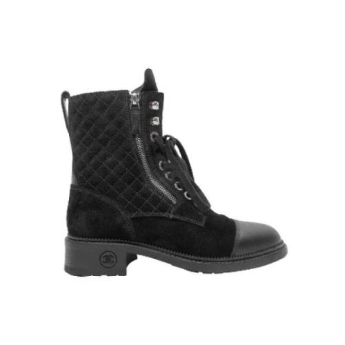 Pre-owned Canvas boots Chanel Vintage , Black , Dames