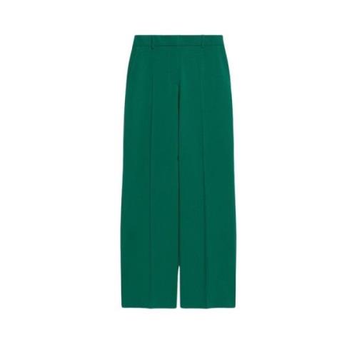 Wijde Pijp Wol Stretch Broek Max Mara Weekend , Green , Dames