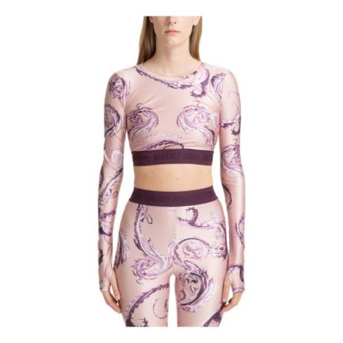 Abstract Multicolor Geborduurde Top Versace Jeans Couture , Pink , Dam...