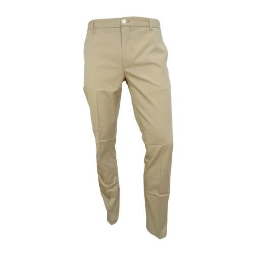 Slim Fit Stretch Katoenen Broek Hugo Boss , Beige , Heren