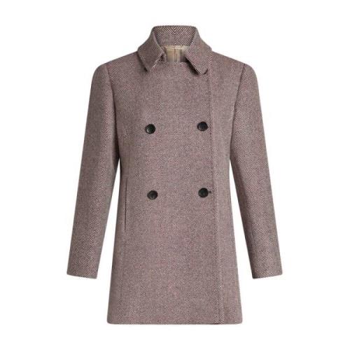 Roze Wol Tweed Peacoat Chevron Patroon Etro , Pink , Dames