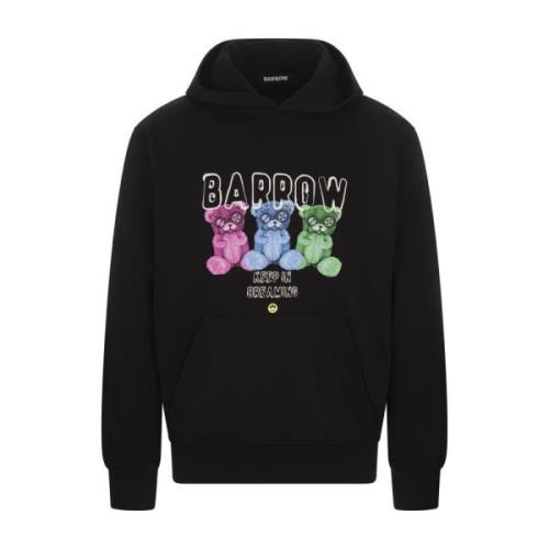 Zwarte Oversized Hoodie met Teddy Print Barrow , Black , Unisex