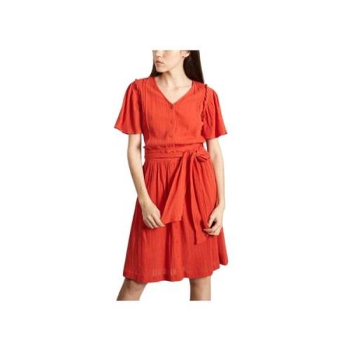 Koraalrode Jacquard Katoenen Jurk Sessun , Red , Dames