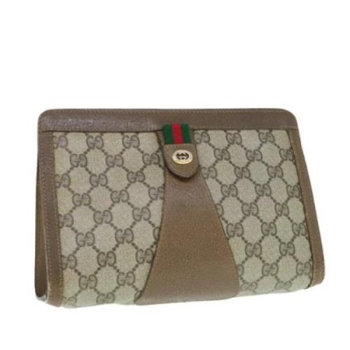 Pre-owned Canvas clutches Gucci Vintage , Beige , Dames