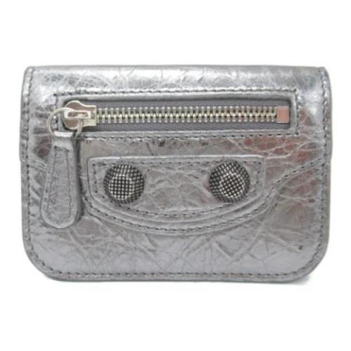 Pre-owned Leather wallets Balenciaga Vintage , Gray , Dames