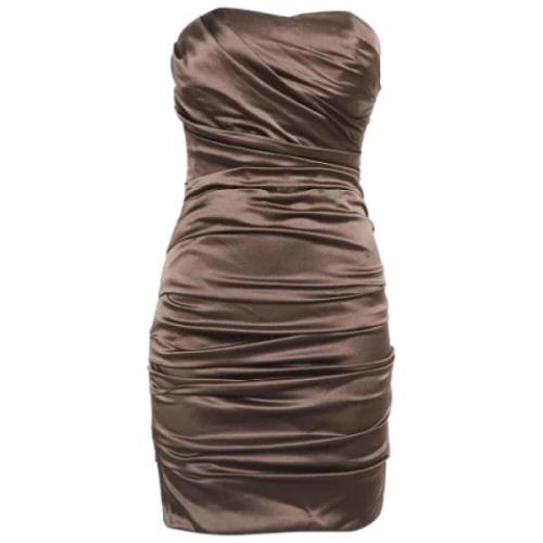 Pre-owned Satin dresses Dolce & Gabbana Pre-owned , Brown , Dames