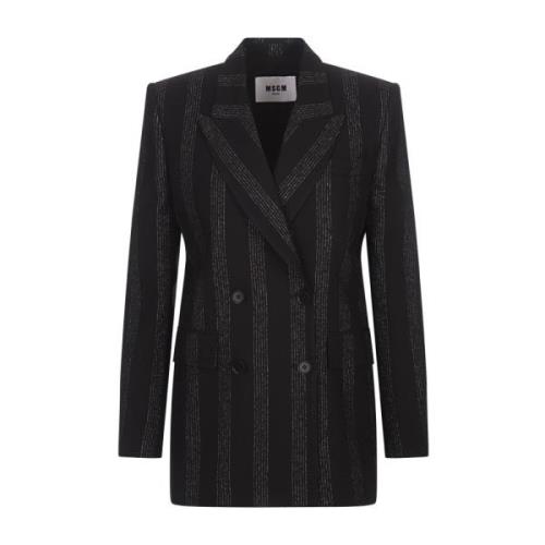 Zwart getailleerd jasje met lurexdraden Msgm , Black , Dames