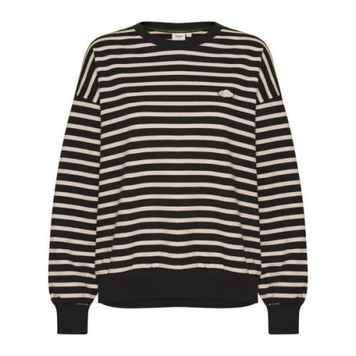 Gestreepte Sweatshirt met Geborduurd Detail Saint Tropez , Black , Dam...