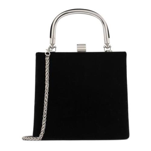 Klassieke Avondclutch met Metalen Handvat Kazar , Black , Dames