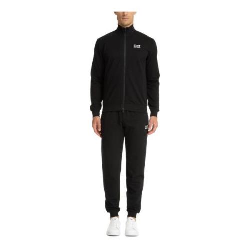 Effen Tracksuit met Koord en Rits Emporio Armani EA7 , Black , Heren