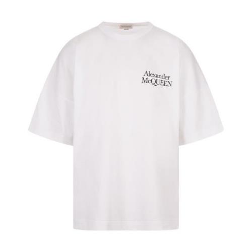 Witte Oversized Logo T-shirt Jersey Alexander McQueen , White , Heren