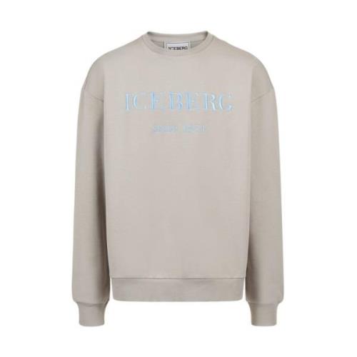 Logo Crewneck Sweatshirt Iceberg , Gray , Heren